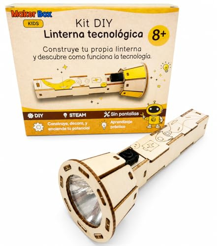 Kit DIY Linterna Tecnológica de Madera para Niños Kit de Construcción Educativo Steam a Partir de 8 Años