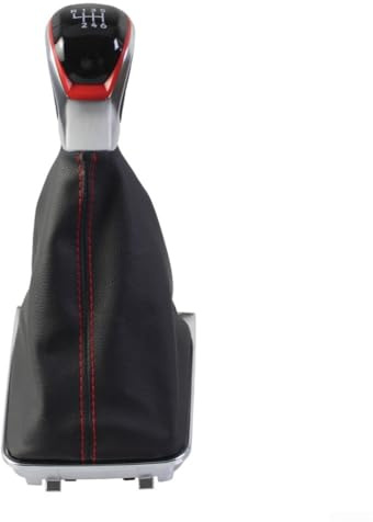 SageFurned 5/6-Gang-Schaltknauf für Golf 7 MK7 für GTI GTD 2013–2018, ergonomischer Griff, sportlich, roter Kunststoff, Leder, einfache Installation, Auto-Innen-Ersatz (6 Gänge)