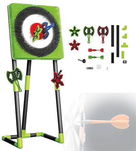 Foldable Axe Throwing Target Set with Axes and Darts, Outdoor Backyard Game for Family, Friends, and Office Stress Relief