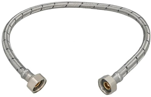 KOTARBAU® Flexschlauch 1/2“ x 1/2“, Wasserschlauch, Panzerschlauch 60 cm | Anschlussschlauch für Armatur, Schlauch Für Wasserhahn, Edelstahlummantelt, Silber