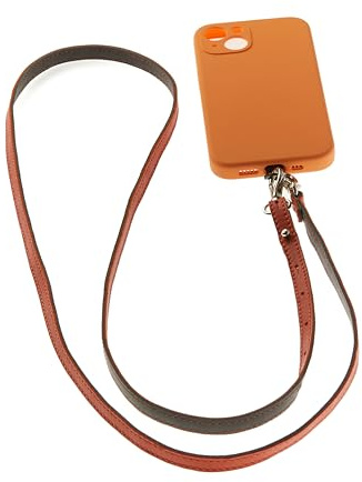 PIERROT Lanière Téléphone en Cuir Made in France – Cordon Bandoulière Porte-Téléphone pour Smartphone et Sac – Sangle Cuir avec Mousquetons, Patch Inclus - Collab Vertical
