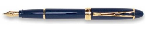 Aurora Ipsilon Deluxe Blue Fountain Pen 14Karat Gold Nib Broad