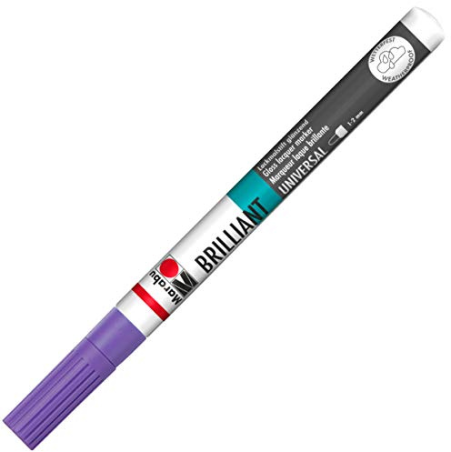 Marabu 01210031007 - Brilliant Painter, lavendel 007, Strichstärke ca. 1 - 2 mm, Universeller Lackmalstift, glänzend, deckend, wetterfest, lichtecht, schnell trocknend, für verschiedene Oberflächen