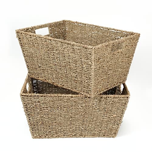 woodluv2 X Large Seagrass Shelf Storage Hamper Basket / Floor BasketNatural