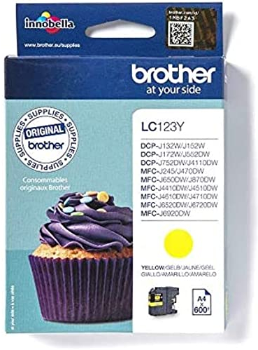 Brother Original Tintenpatrone LC-123Y Original-Zubehör, Gelb