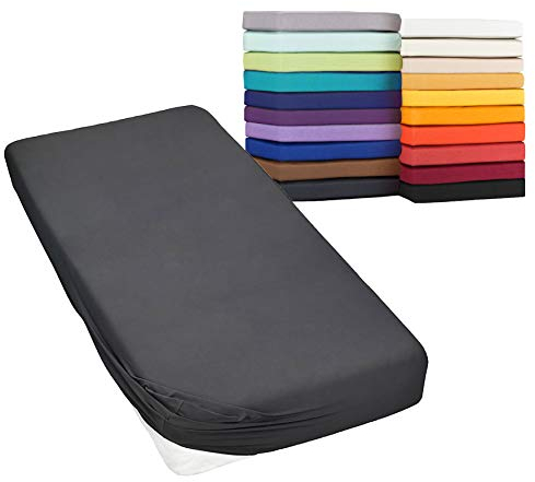 Moon Spannbetttuch Spannbettlaken auch für`s Wasserbett 160g/m² Jersey Line green-anthrazit-90x200-100x220