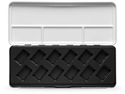 Jackson's : Empty Diagonal Plastic Molding Metal Watercolour Box : Holds 12 Full Pans