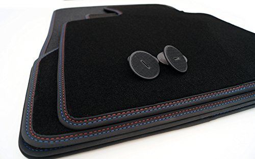 Fußmatten Velours M Edition Doppelnaht Rot/Blau Premium Automatten 4-teilig