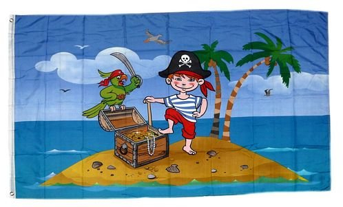 Fahne/Flagge Kinderpirat Schatzinsel 90 x 150 cm