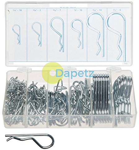 Dapetz ® 150 pieces of hair pin set or hitch R clip, these clips are made up of chrome vanadium steel which makes them corrosion resistant and this pack has different sizes of clips