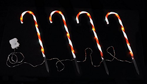 LED Zuckerstange - 4er Set inklusive Timer - Weihnachts Dekoration Außen Garten Deko