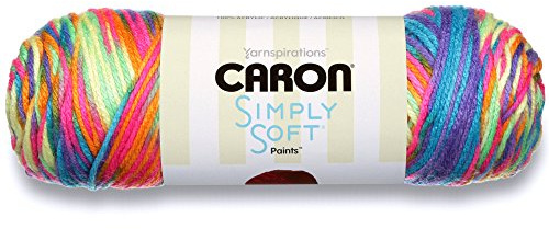Caron Simply Soft Paints Yarn (4) Medium Worsted Gauge 100% Acrylic - 5oz - Rainbow Bright - Machine Wash & Dry