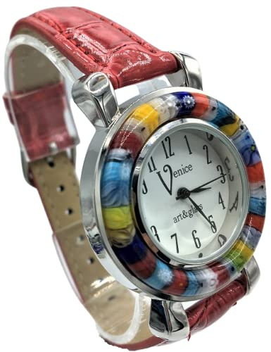 Vinciprova le Gemme di Venezia Montre Femme Verre de Murano Rouge et Antique murrine Millefiori