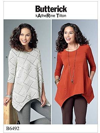 Butterick Patterns 6492 ZZ Misses Tunic Sewing Pattern, Multi-Colour, Sizes Large - 2X-Large