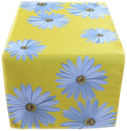 Tischdecke 40x85 cm Rechteckig Pflegeleicht GELB Margeriten Gartendecke Blumendecke Tischläufer (40 x 85 cm)