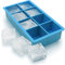 iGadgitz Home U6787 Silicone Ice Cube Tray 8 Extra Large Square Food Grade Jumbo Ice Cube Moulds - Pack of 1 Blue