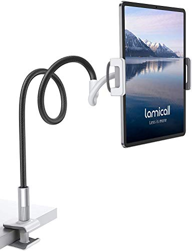 Lamicall Gooseneck Tablet Holder, Universal Tablet Stand - 360 Flexible Lazy Arm Holder Clamp Mount Bracket Bed for 4.7~13 2024 iPad Pro Air mini, Samsung Tab, iPhone, Switch, more Devices - Black