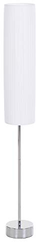 HOMCOM HOMCOM Lámpara de Pie Moderna para Dormitorio Estudio Salón (2 E27 Bombilla) Interruptor de y Bajo Consumo con Base de Acero Inoxidable 120 cm Blanco