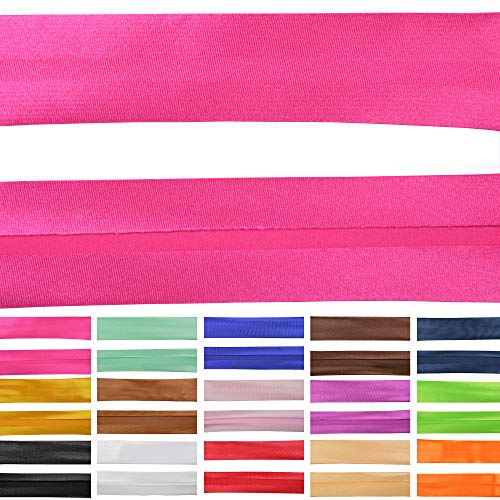 Roban Fashion 10m Satin Schrägband zum Nähen gefalzt 50mm breit Pink