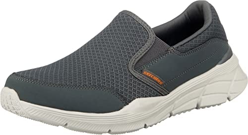 Skechers Herren Equalizer 4.0 Persisting Mid-Top Trainers, Charcoal Mesh Pu Orange Trim, 42 EU