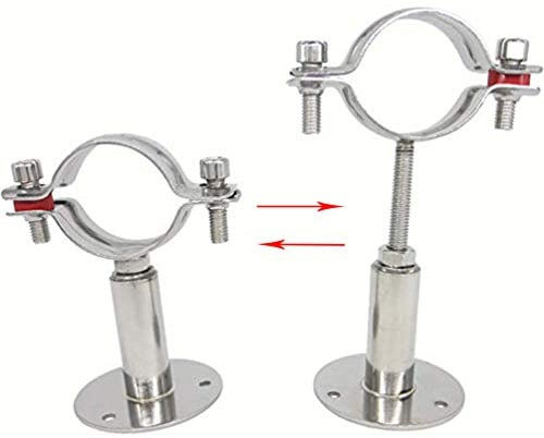 QWORK® Rohrhalterung, einstellbare Halterungsklemme aus Edelstahl für Durchmesser 51mm mit Schrauben, ideal für die Befestigung von Rohren, Rohren oder Stangen, 1 Stk