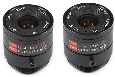 Othmro 2 lenti per telecamera CCTV da 8 mm, 3 MP, F1.4 pixel, obiettivo di sicurezza per telecamera WiFi, grandangolo da 1/2,5 pollici, per fotocamera CS filettata diametro per telecamera IP CCTV