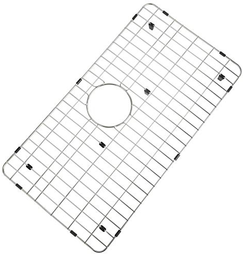 Grille inférieure d'évier de cuisine en acier inoxydable et grille de protection pour évier de cuisine, 66 x 35,6 cm avec drain arrière pour évier simple