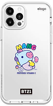 elago BT21 Hybrid Clear Hülle für iPhone 12 Pro & iPhone 12, Kompatibel mit MagSafe Ladegerät - Hochleistungsschutz aus Polycarbonat und TPU, MANG