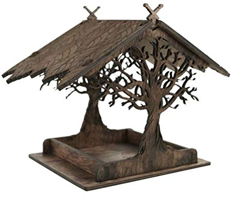 Vogelfutterhaus Bausatz aus Echtholz für Gartenvögel wetterfest, naturbelassen Bausatz für Kinder