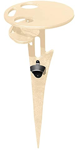 Dysetcs Outdoor-Weintisch, tragbarer Wein-Picknick-Tisch mit Stab, zusammenklappbarer Holz-Weinhalter-Tisch für draußen, Garten, Reisen