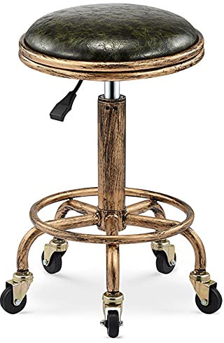 YOFXZGR Vintage Hocker, Hocker mit Rollen, Barhocker Höhenverstellbar 50-64cm, 360° Drehhocker, Retro Theke Hocker, Salon Hocker,Bar Stools (Stil4)