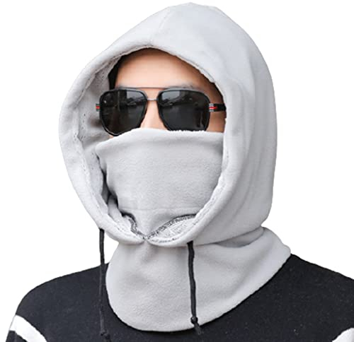 HAODA Stilvoll Winterwärmer Schal for Frauen Männer, Kaschmir-Kapuzenschals Wind-resistente Gesichtsmaske 3 in 1, weiche Fleece-Schal-Gesichtsabdeckung Zubehör (Color : Grau)