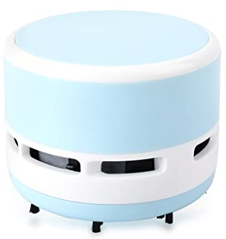FineInno Mini Aspirador, Mini Aspirador de Mesa,Aspirador Migas Crumb Vacuum Cleaner Portable Desktop Sweeper Handheld Cordless (Blanco Azul)