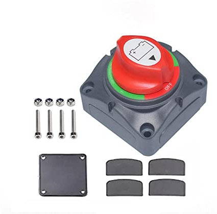 Trisinger Batterieschalter Trennschalter 12-48V, Batterietrennschalter, Wasserdichter Batteriehauptschalter für Fahrzeuge, Autos, Wohnmobil und Boot (1-2-Both-OFF)