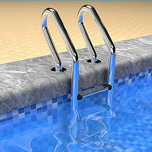 KCTOT Edelstahl Poolleiter Verdickte Schwimmbad Leiter 3 Stufig, Wasserdicht Fuß Poolleiter, Hochwertiges Schwimmbadleiter rutschfest