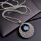 PAIHUIART Frauen Halskette Pulloverkette Ketten Schmuck Anhänger Vintage Blau Kristall Lange Modeschmuck Klassisches Geschenk