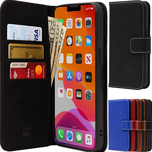 Snugg Handyhülle iPhone 14 Plus – Stoßfeste Schutzhülle etui aus Leder mit Kartenfächer und Ständer – iPhone 14 Plus klapphülle