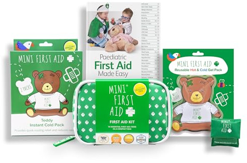 Mini First Aid Kit Super Safety Bundle - 90pc Travel First Aid Kit for Home or Car, Reusable Hot & Cold Compress, CPR Mask Keyring, 2 Instant Cold Packs, for Babies & Kids As Seen on Dragons’ Den