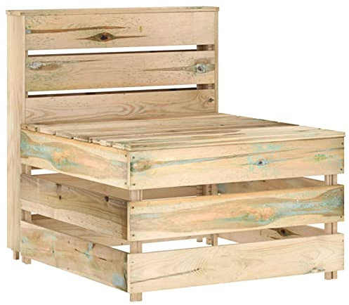Gecheer Garten-Paletten-Mittelsofa Holzsofa Gartensofa Loungesofa Balkonsofa Terrassensofa Ecksofa Einzelsofa Gartenmöbel Palettenmöbel Imprägniertes Kiefernholz