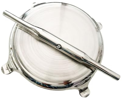 Stainless Steel Circular Board and Belan Rolling Pin for Kitchen Set of 2, Chapati Roti Roller and Rolling Pin Size No.2 - Silver