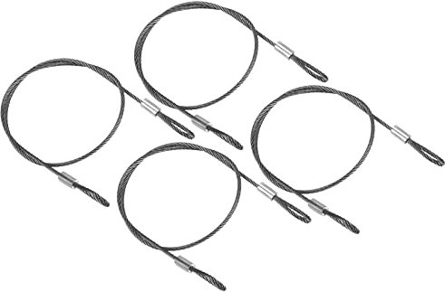 PATIKIL 16 Inch Safety Security Cable Wire, 4 Pack Stainless Steel 40cmx2mm Stage Lights Rope with Double Loop for DJ Lighting Luggage Lock
