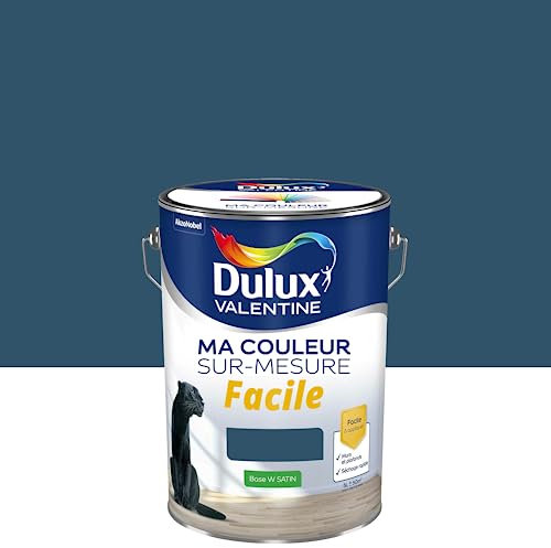 Ma Couleur Sur-mesure par Dulux Valentine – Peinture Intérieure Murs, Plafonds, Boiseries - Facile à appliquer - Satin Bleu Indigo 5 L