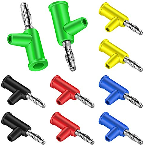 Xiatiaosann 4mm Banana Plug Stackable Solderless Audio Device Connector Color Red/Blue/Yellow/Black/Green for DIY Test (10 Pack)