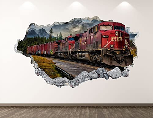 Durchbruch Wandtattoos Alte Eisenbahn Wandtattoo Art Deco 3D Lokomotive Aufkleber Kinderzimmer Aufkleber BL42-55x80cm