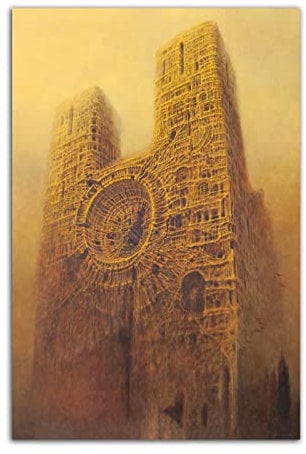 Romantische Ruine Knochen Gebäude Poster Zdzislaw Beksinski Surreale Wand Kunst Bild Druck Leinwand Malerei Moderne Dekoration Poster (50x75cm-Ohne Rahmen)
