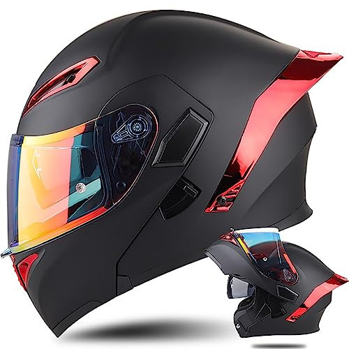Motorradhelm Integralhelm Klapphelm ECE Zertifiziert Modularer Helm Doppelvisier Moped Street Racing Helm für Erwachsene Männer Frauen Roller Helm Sturzhelm Damen Herren Erwachsene