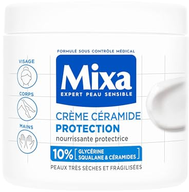 Mixa Expert Ceramid-Creme für empfindliche Haut, schützt vor starker Trockenheit, sehr trockene und empfindliche Haut, Gesicht, Körper, Hände – hypoallergen – ohne Parfüm – 400 ml