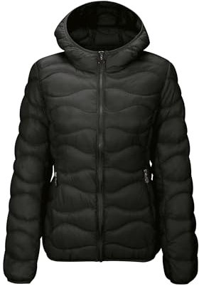 TONY BACKER giacca giubbotto imbottito outdoor donna 100 grammi con cappuccio Regular Fit (XL, NERA)