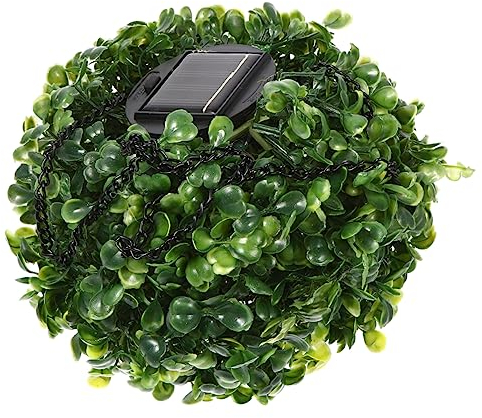 DOITOOL 1 Stück Laterne Blatt Rattan Licht Solar Hängende Kugelleuchte Lampara Solar Para Außen Dekorative Gartenleuchte Hochzeit Anhänger Kugellampe Künstliche Pflanzenkugel LED Abs