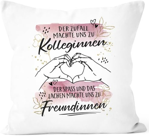 SpecialMe® Kissen-Bezug Der Zufall machte Uns zu Kolleginnen Freundinnen Kissenhülle mit Spruch Geschenke Dekokissen Weiss Standard